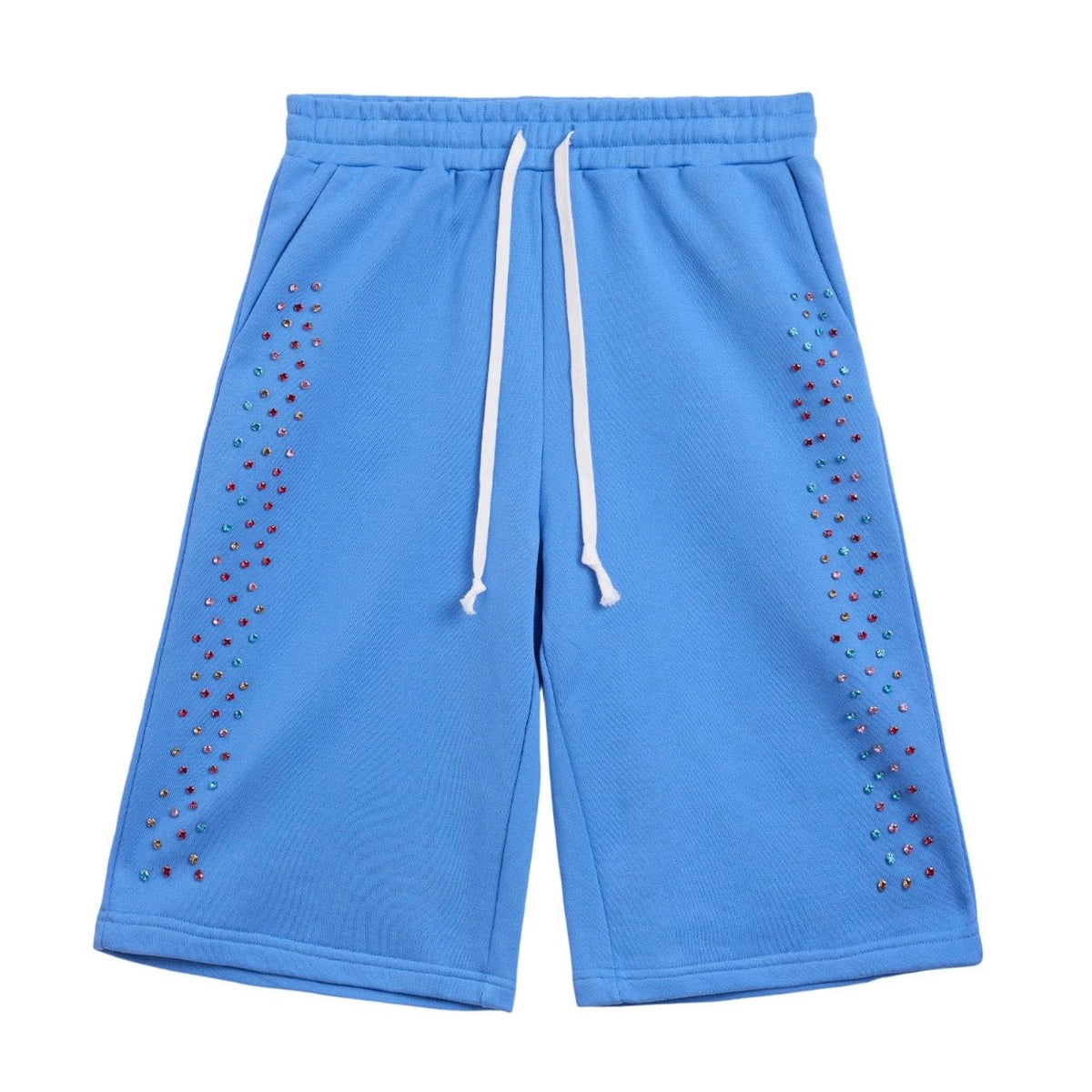 AZVA Baby Blue Crystal Cactus Sweat Shorts