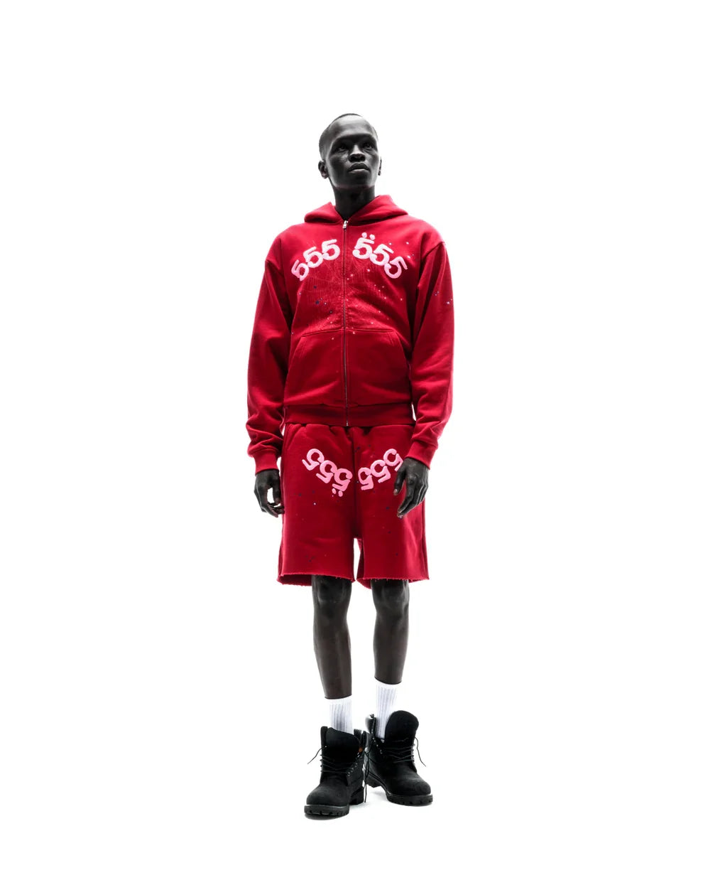 Sp5der Merlot Angel Number Zip Hoodie