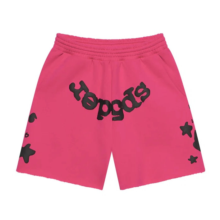 Sp5der Black Pink Beluga Sweat Shorts