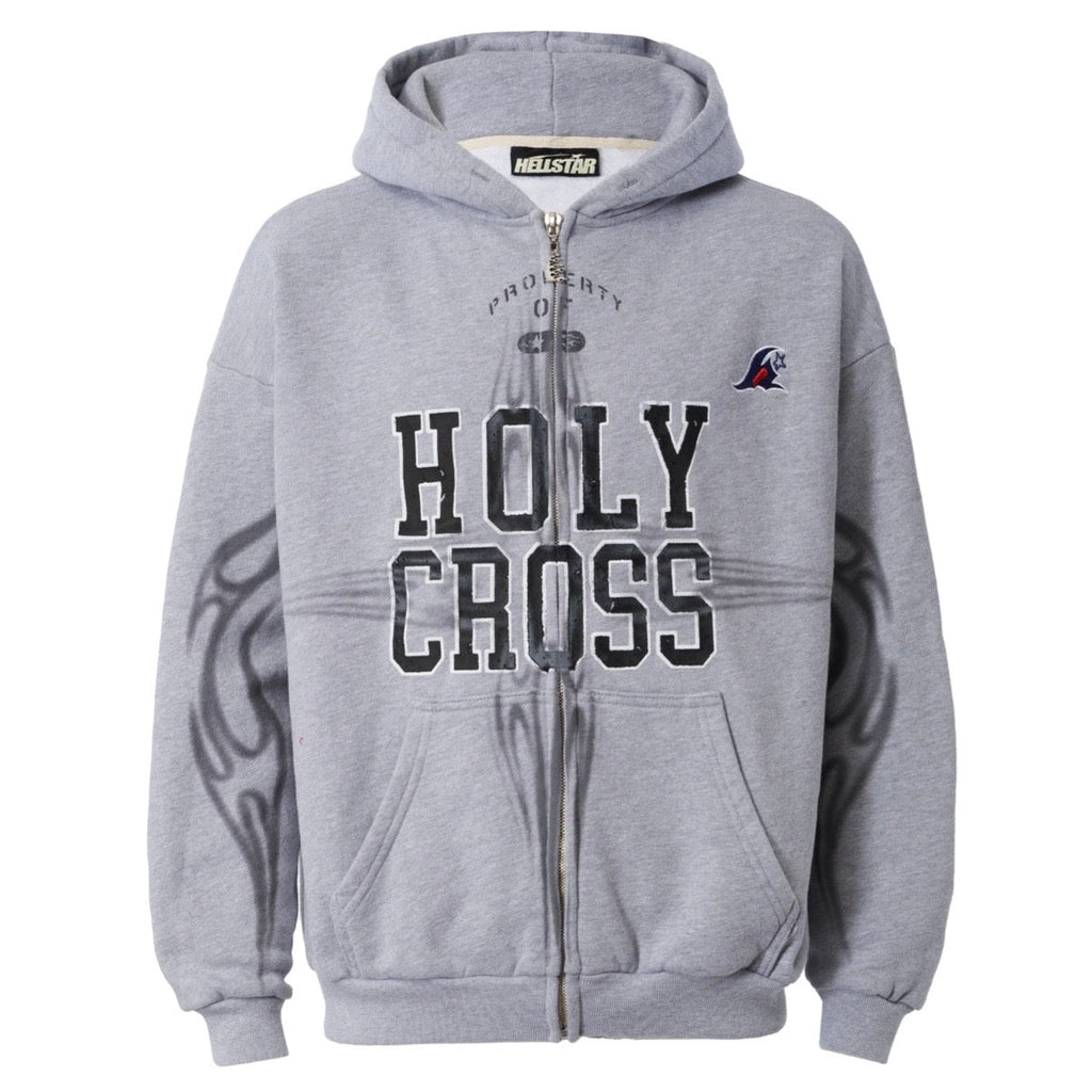 Hellstar Heather Grey Holy Cross Zip Up