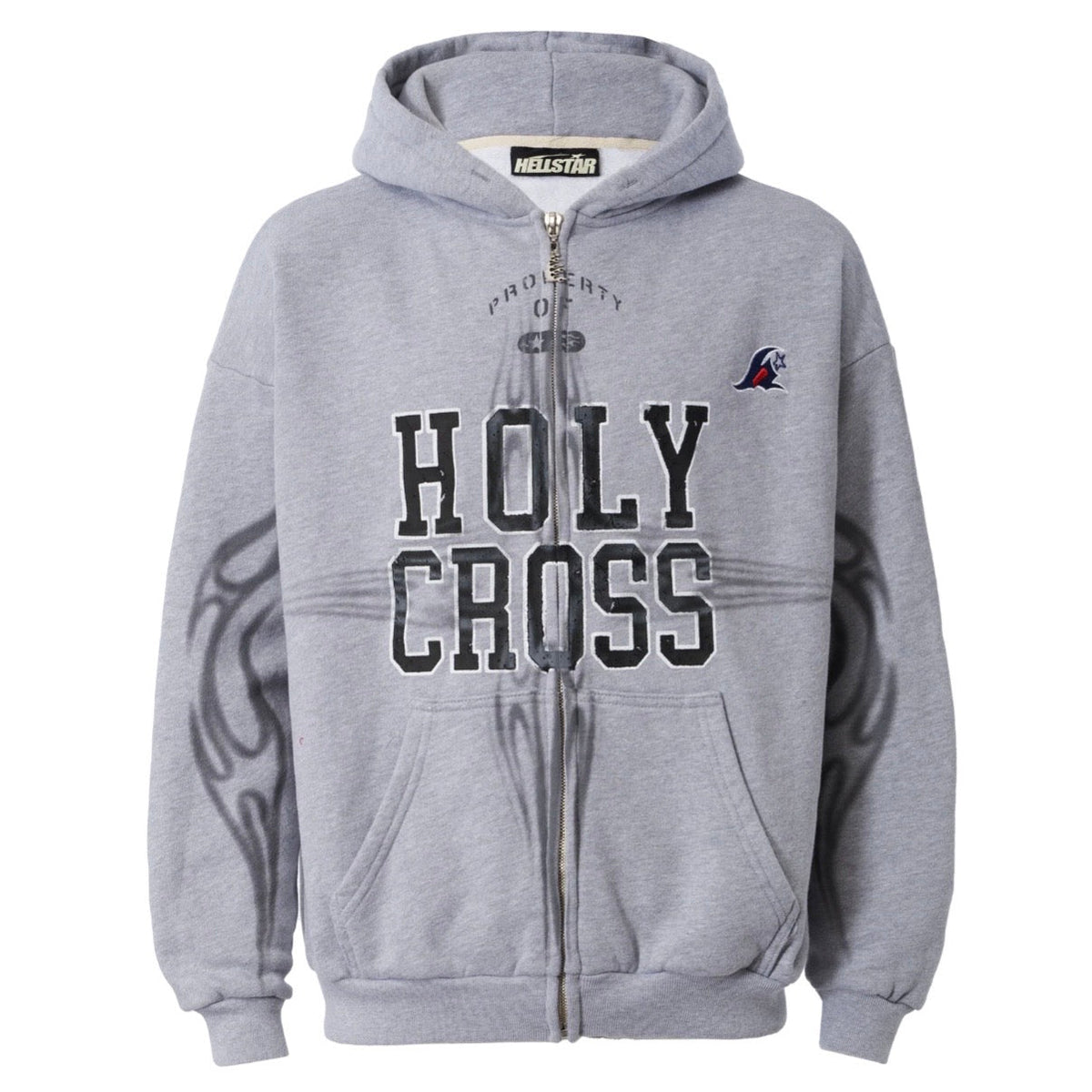 Hellstar Heather Grey Holy Cross Zip Up