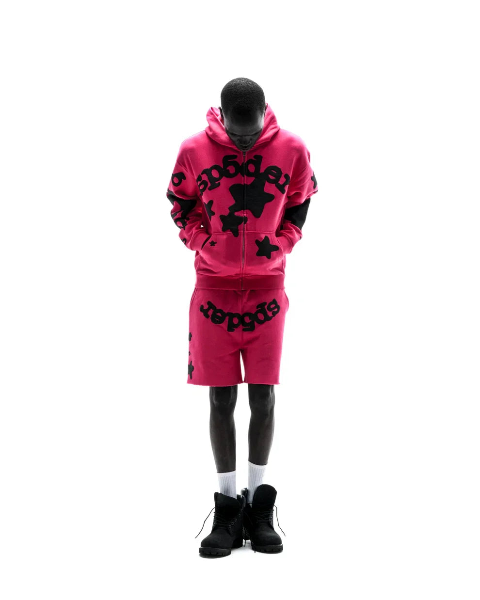 Sp5der Pink Beluga Zip Hoodie