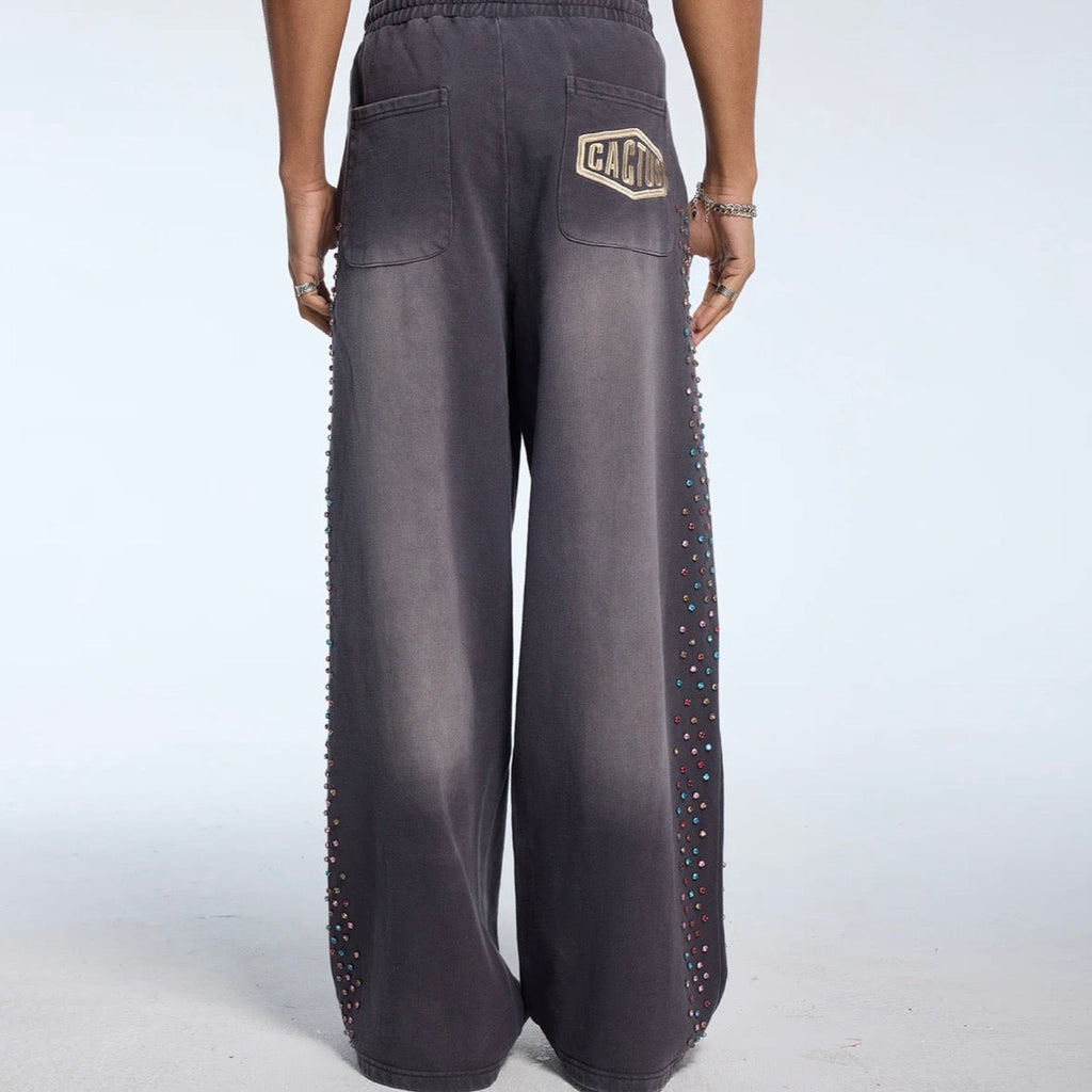 AZVA Vintage Black Crystal Cactus Sweatpants