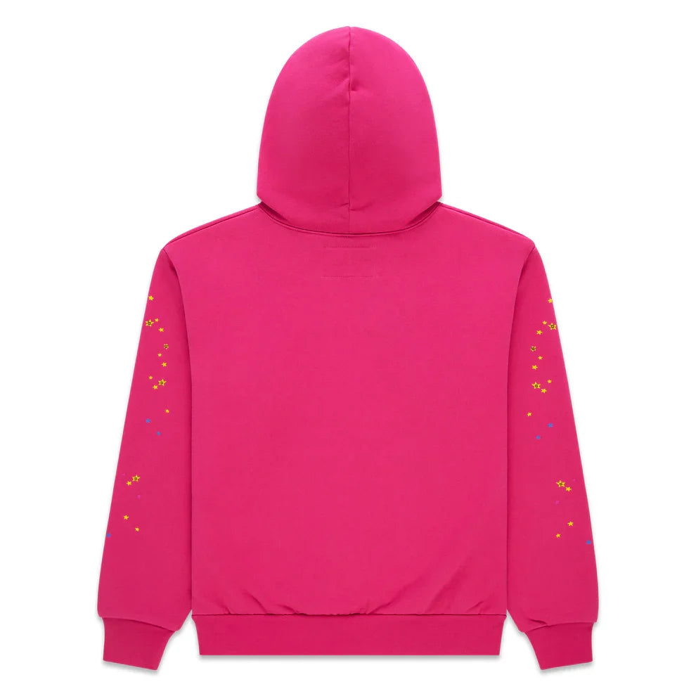 Sp5der Pink Black Angel Number Hoodie