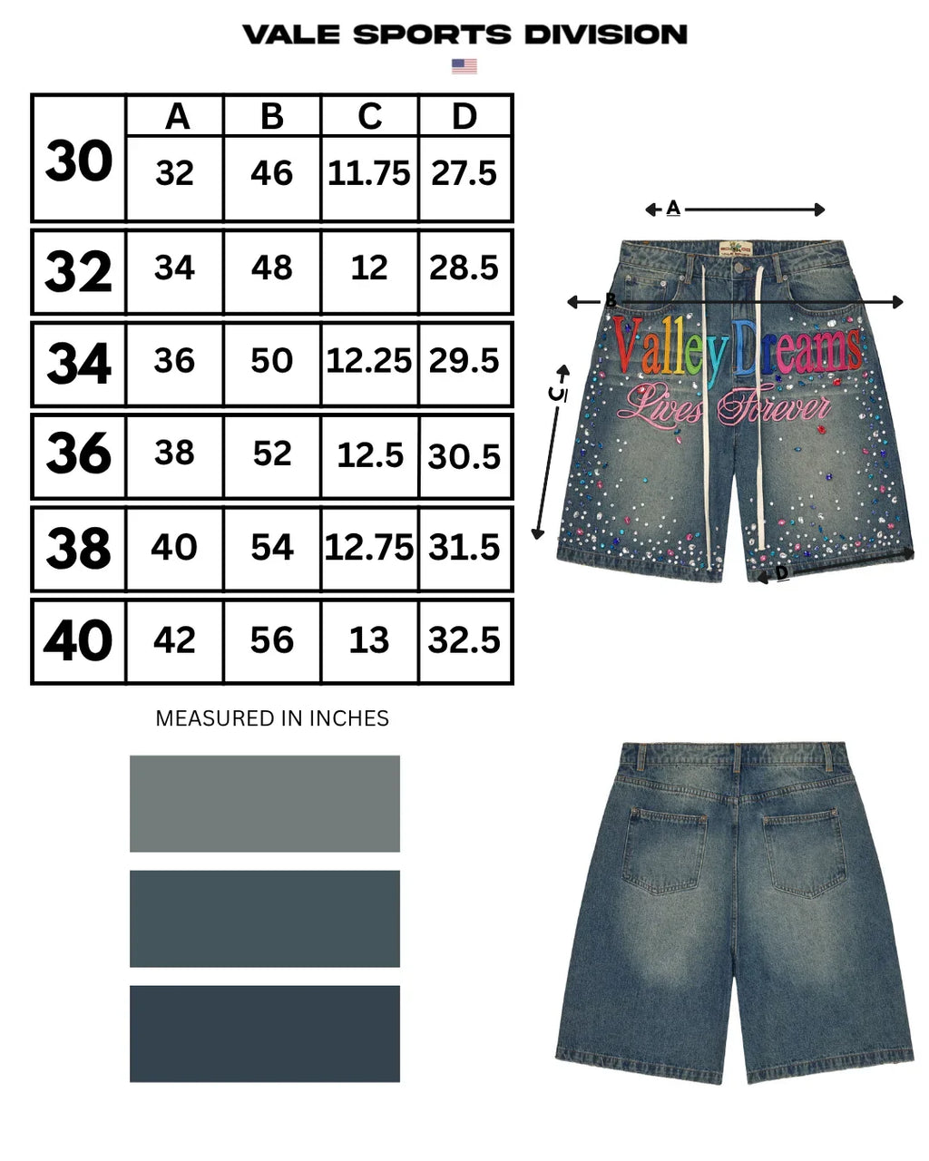 Vale Forever Vale Blue Ice Cream Jorts — detail view 3