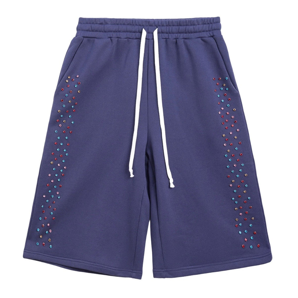 AZVA Navy Crystal Cactus Sweat Shorts