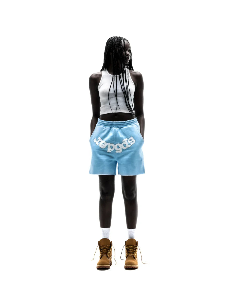Sp5der Sky Blue OG Web Sweat Shorts