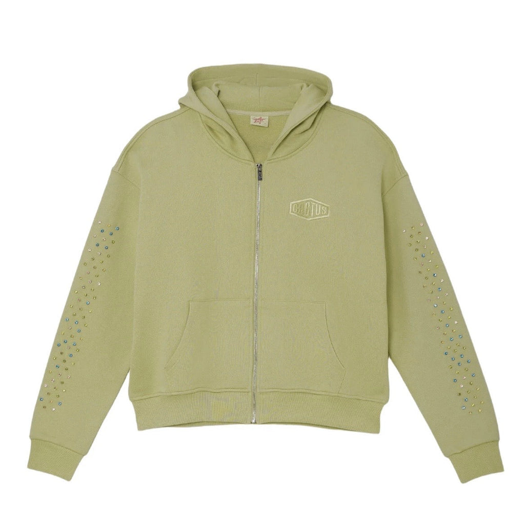 AZVA Sage Crystal Cactus Zip Hoodie