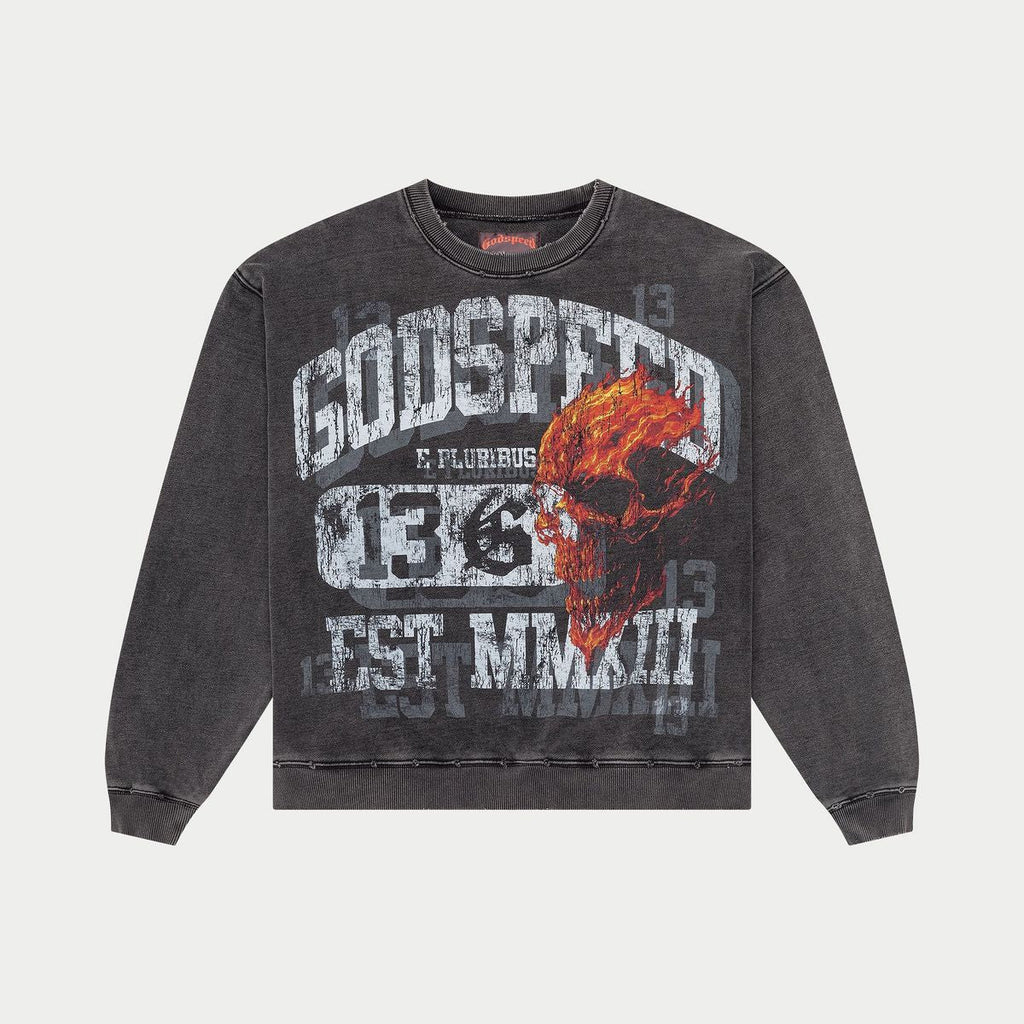 Godspeed Washed Grey Seeing Double Crewneck