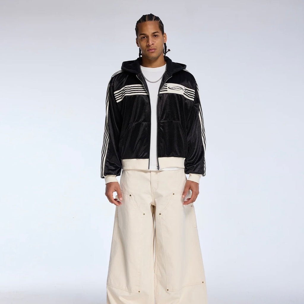 AZVA Black Striped Valley Zip Hoodie