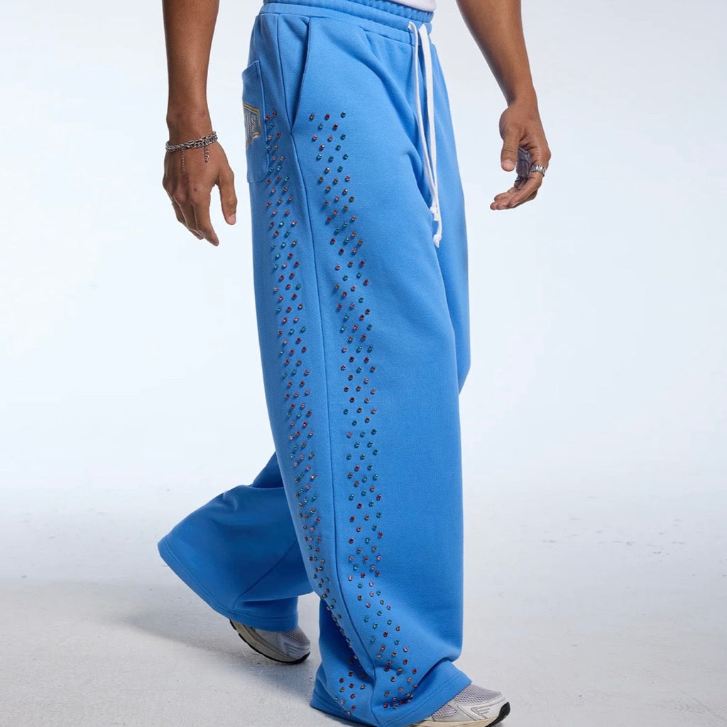AZVA Baby Blue Crystal Cactus Sweatpants