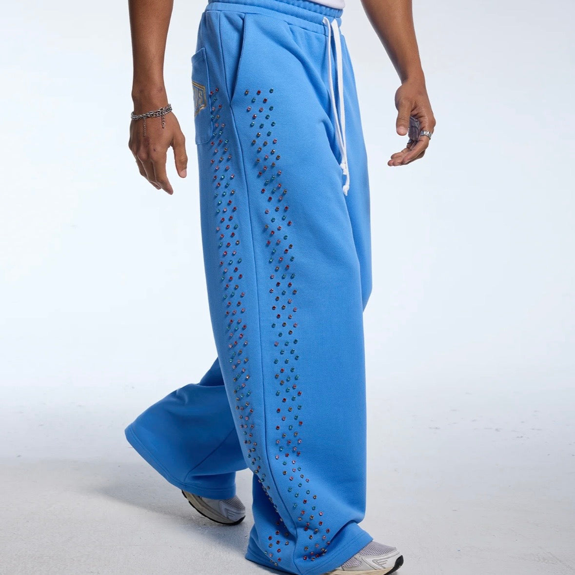 AZVA Baby Blue Crystal Cactus Sweatpants