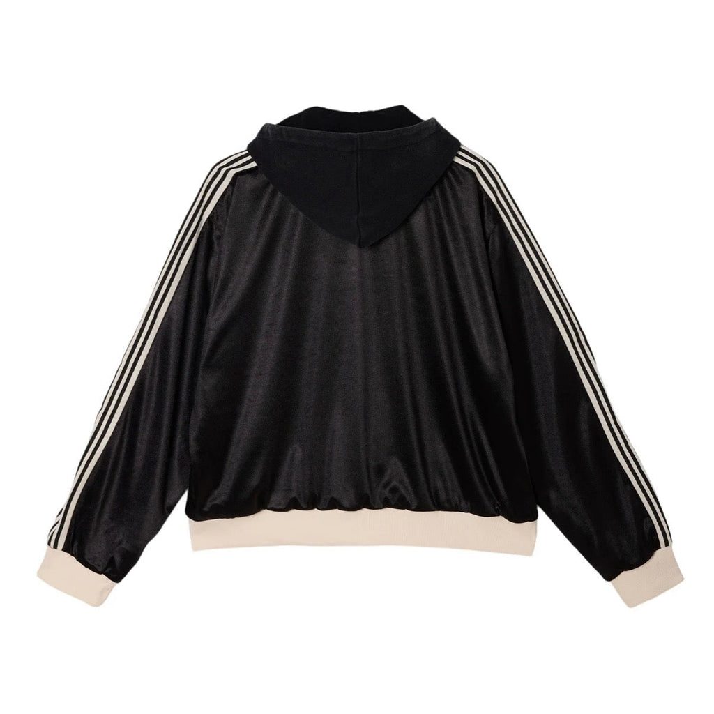 AZVA Black Striped Valley Zip Hoodie