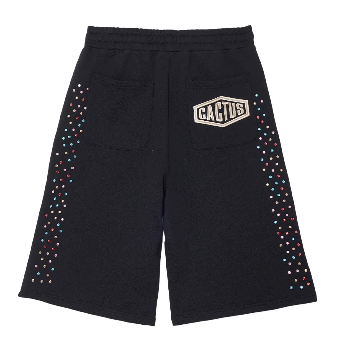 AZVA Black Crystal Cactus Sweat Shorts