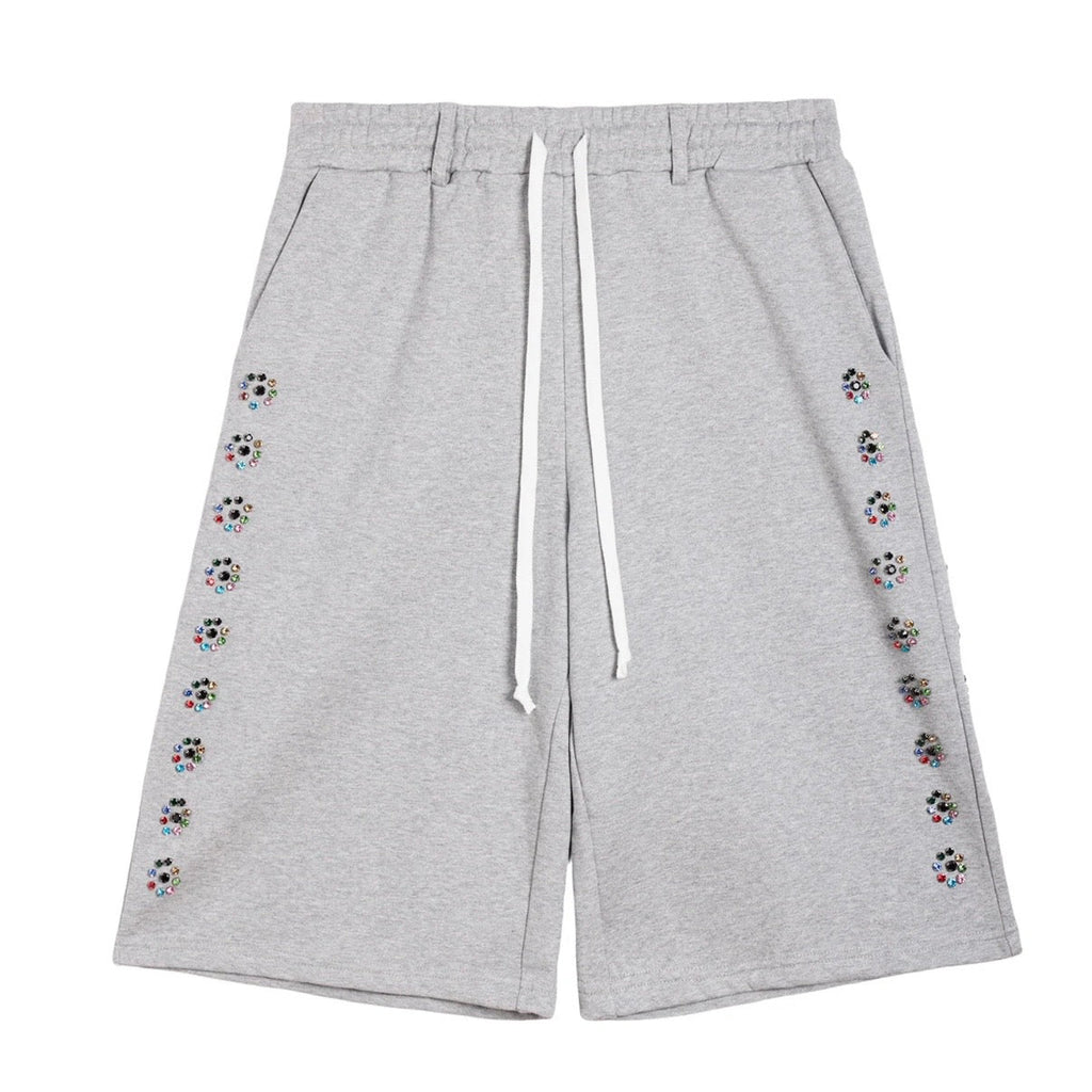 AZVA Grey Crystal Blossom Sweat Shorts
