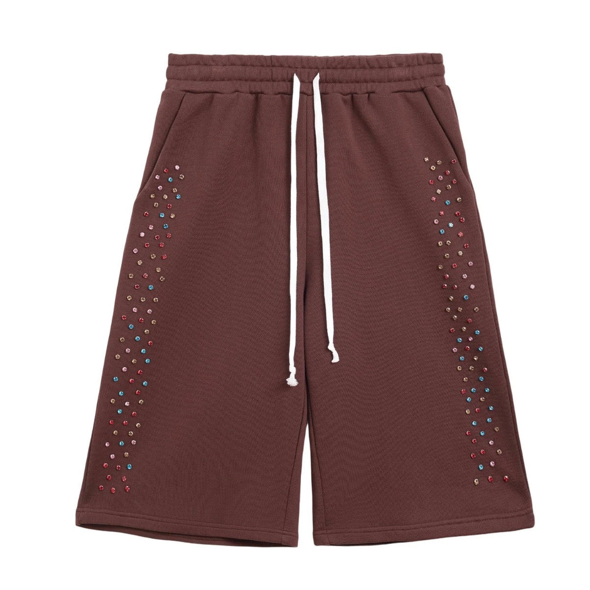 AZVA Brown Crystal Cactus Sweat Shorts