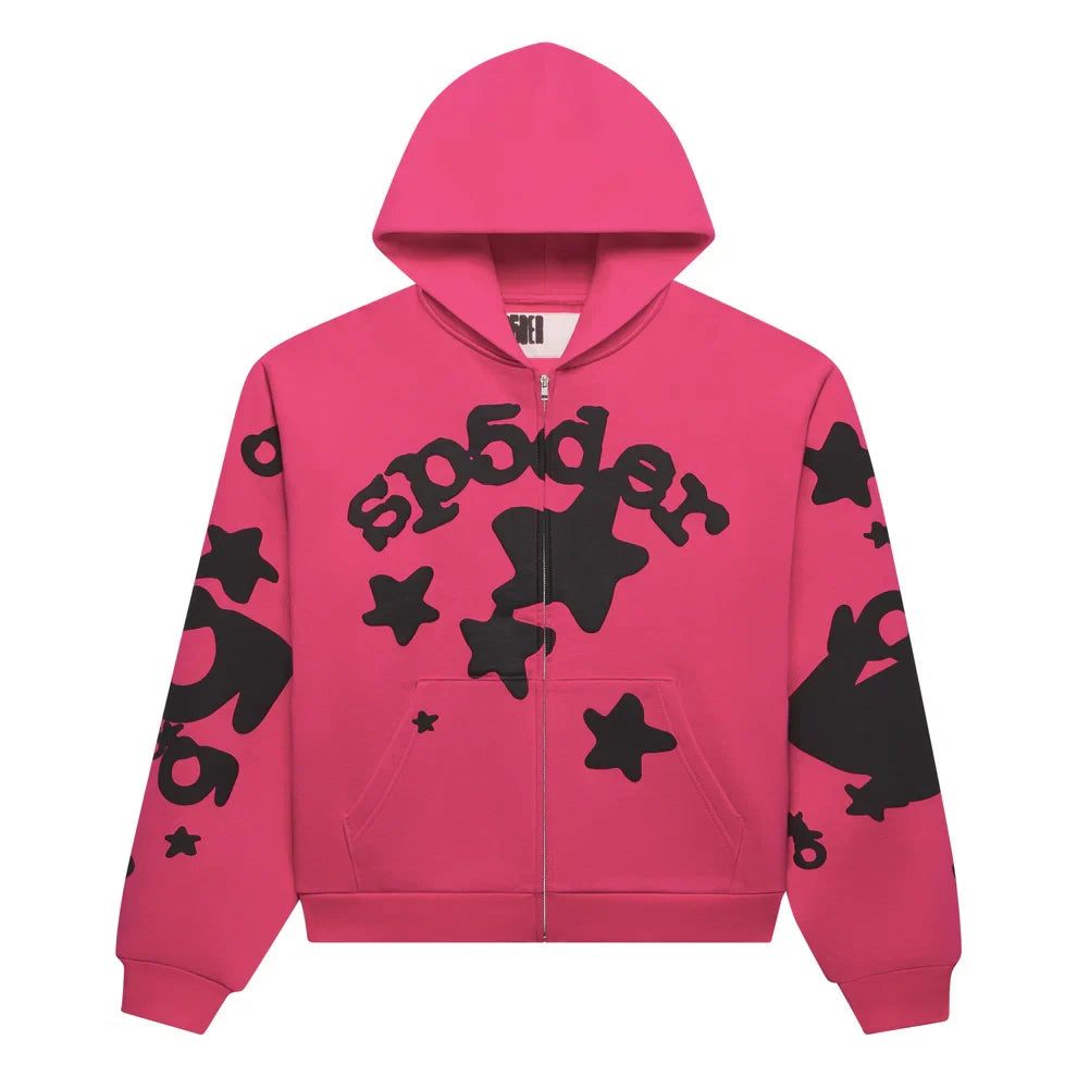 Sp5der Pink Beluga Zip Hoodie