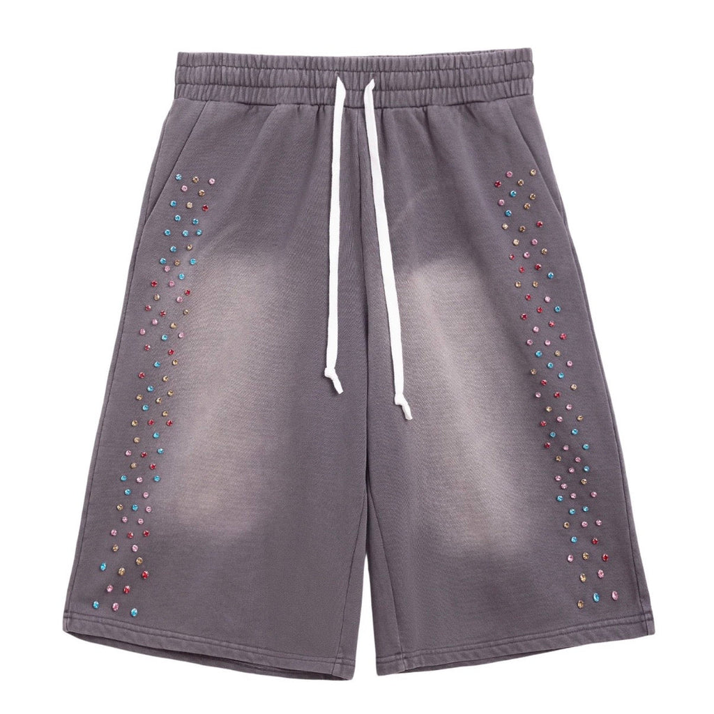 AZVA Vintage Black Crystal Cactus Sweat Shorts