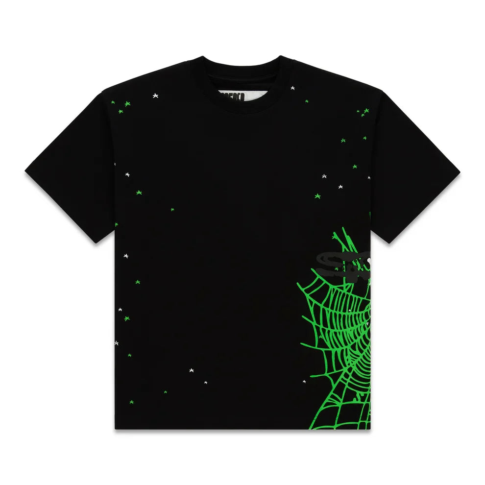 Sp5der Black Green Heavy Web Tee