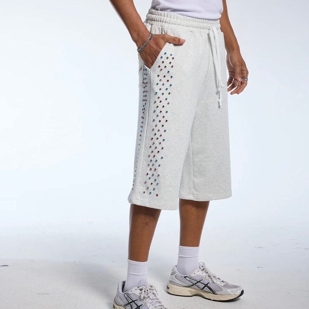 AZVA Grey Crystal Cactus Sweat Shorts