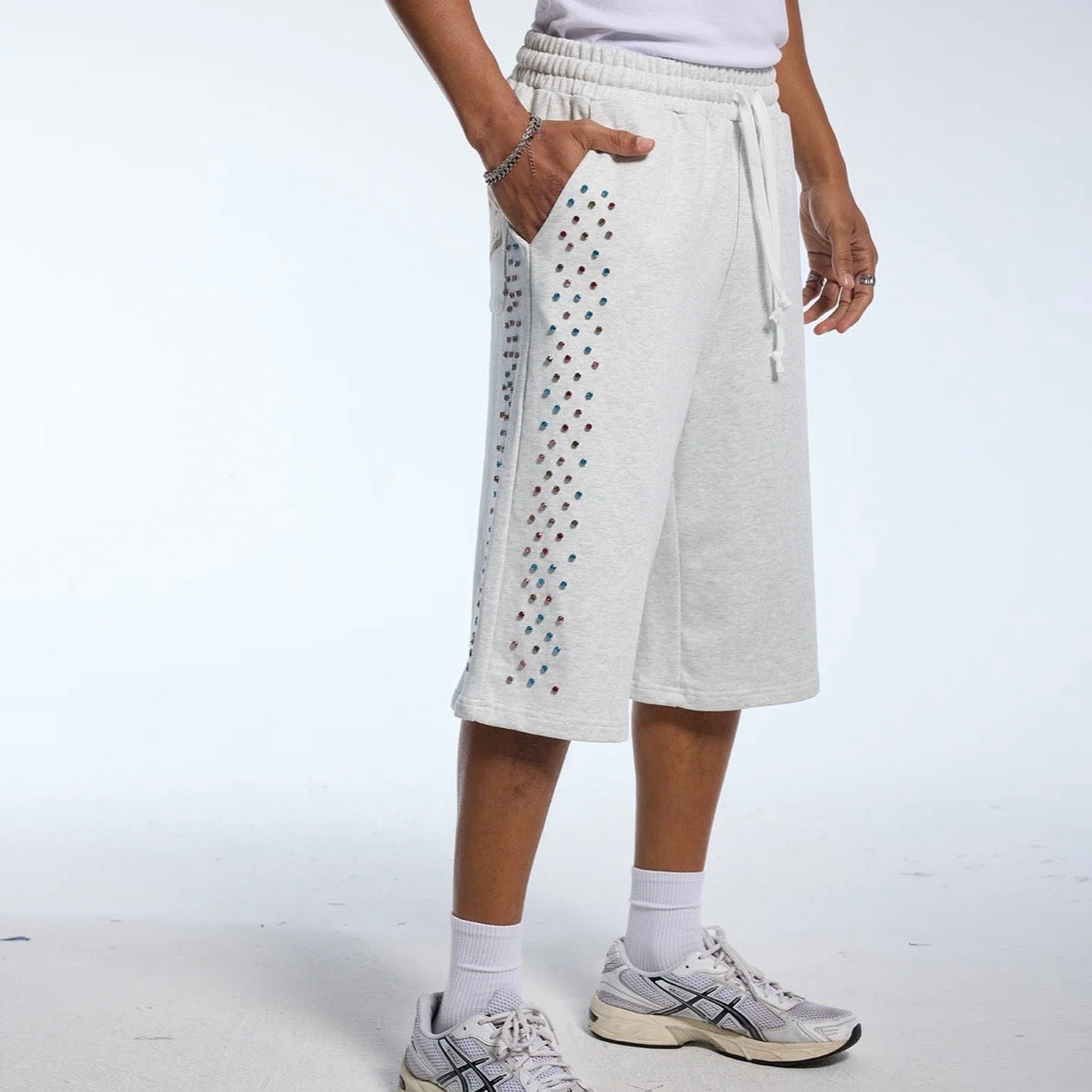AZVA Grey Crystal Cactus Sweat Shorts