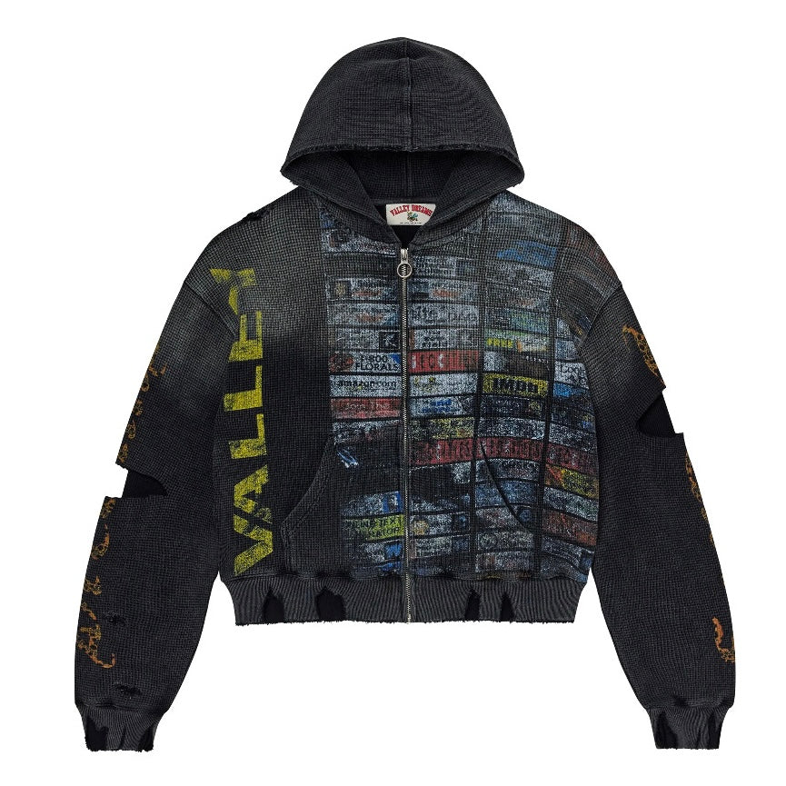 Vale Black Glitch Zip Hoodie