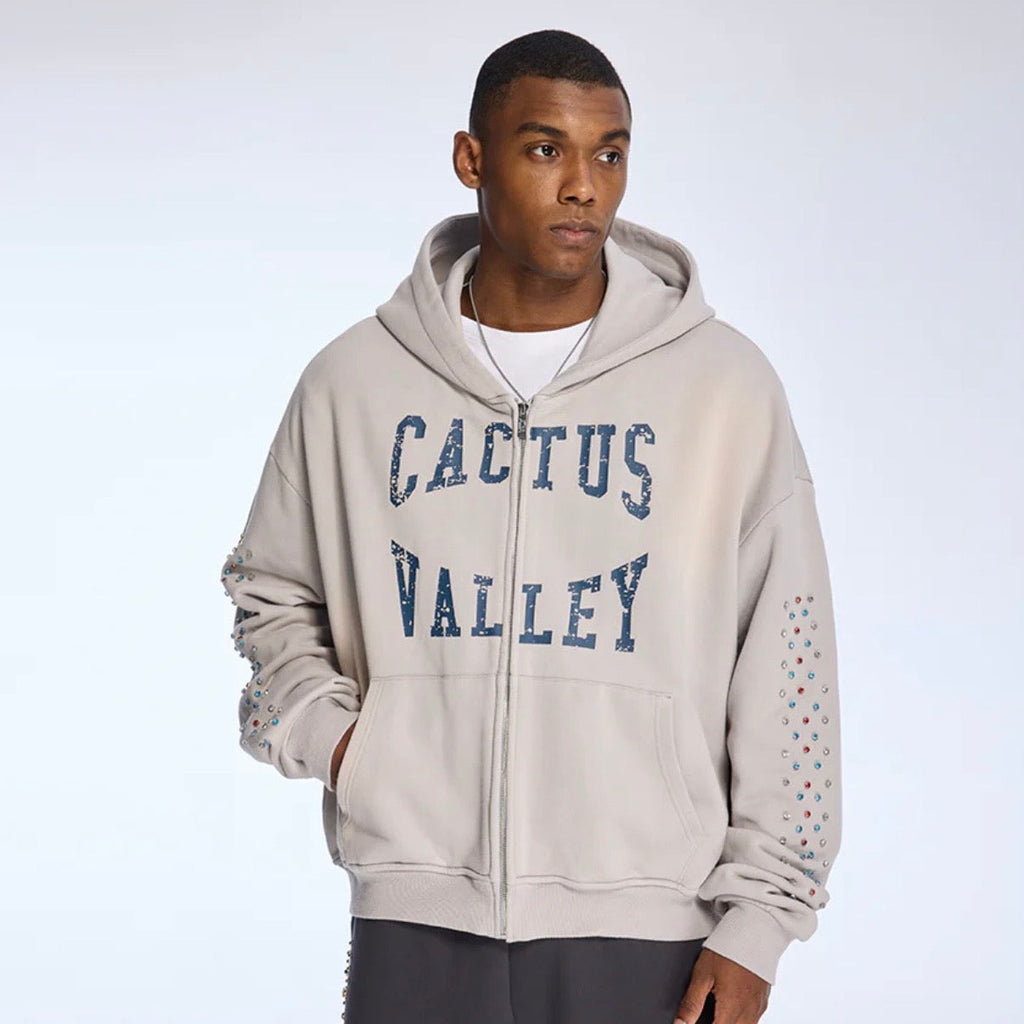 AZVA Bone Crystal Valley Zip Hoodie