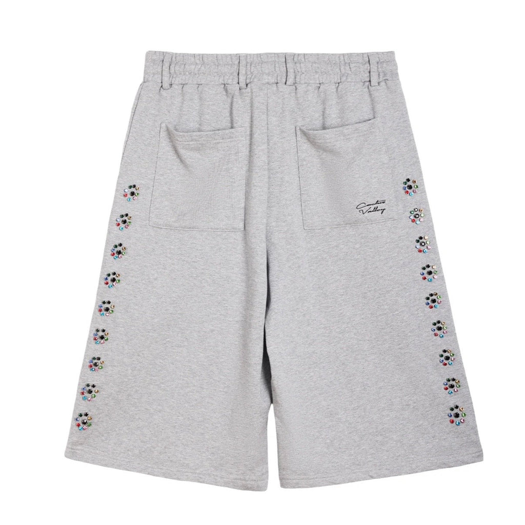 AZVA Grey Crystal Blossom Sweat Shorts