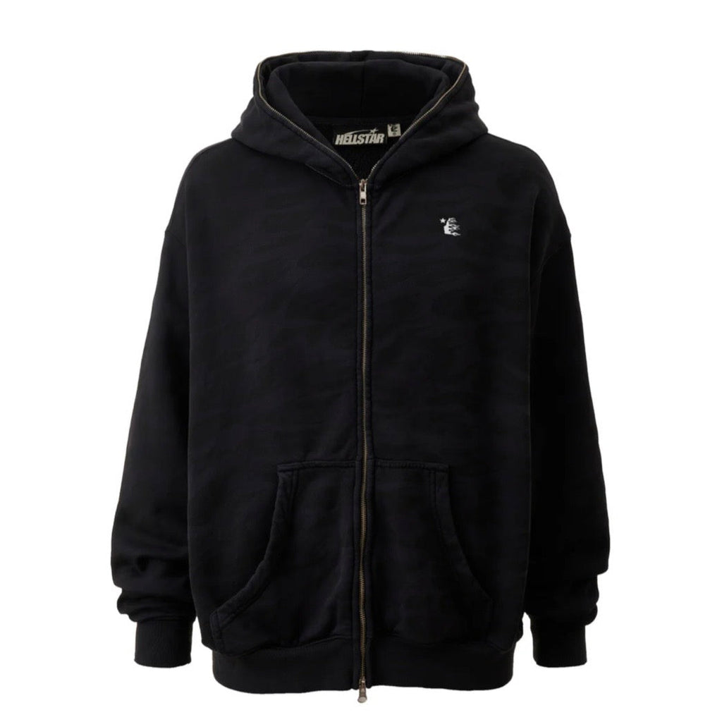 Hellstar Black Overdyed Cheetah Zip Hoodie