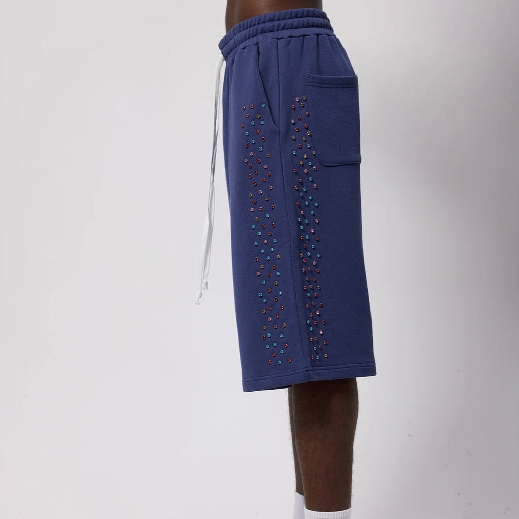 AZVA Navy Crystal Cactus Sweat Shorts