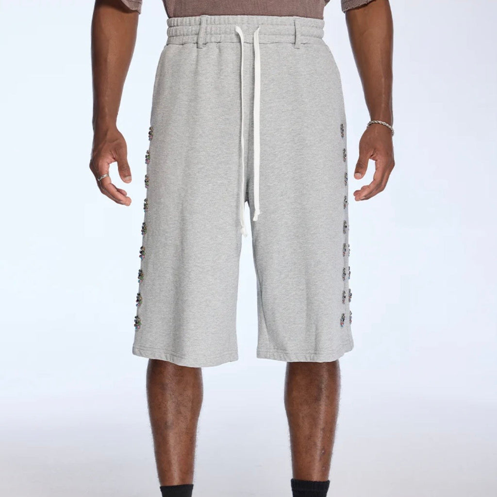 AZVA Grey Crystal Blossom Sweat Shorts