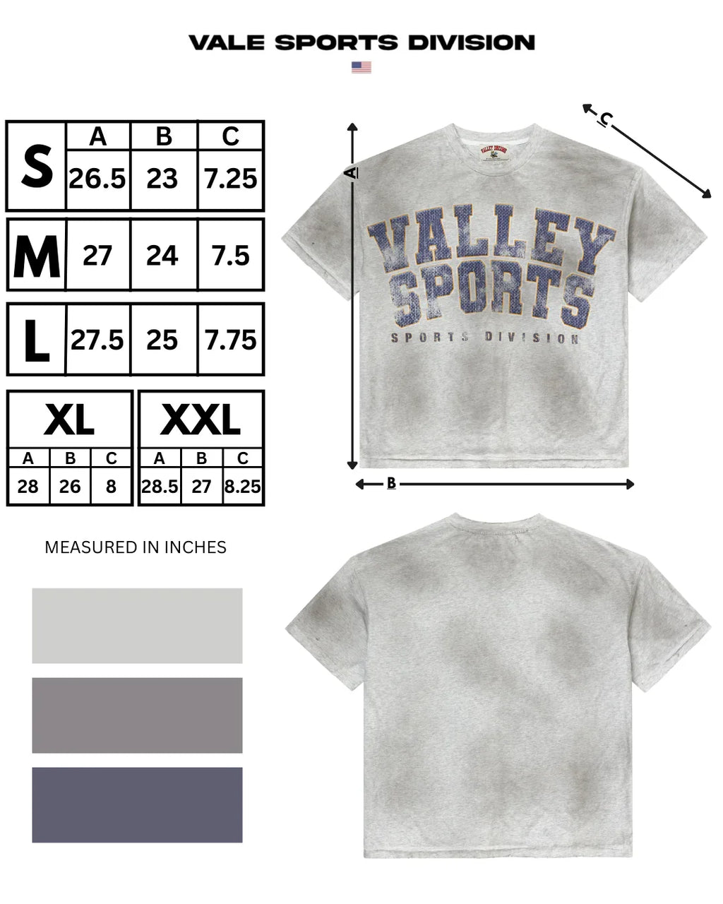 Vale Gym Grey Sports Division Tee