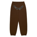 Sp5der Brown Rhinestone Og Web Sweatpants