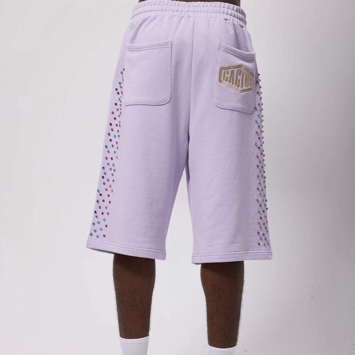 AZVA Lavender Crystal Cactus Sweat Shorts