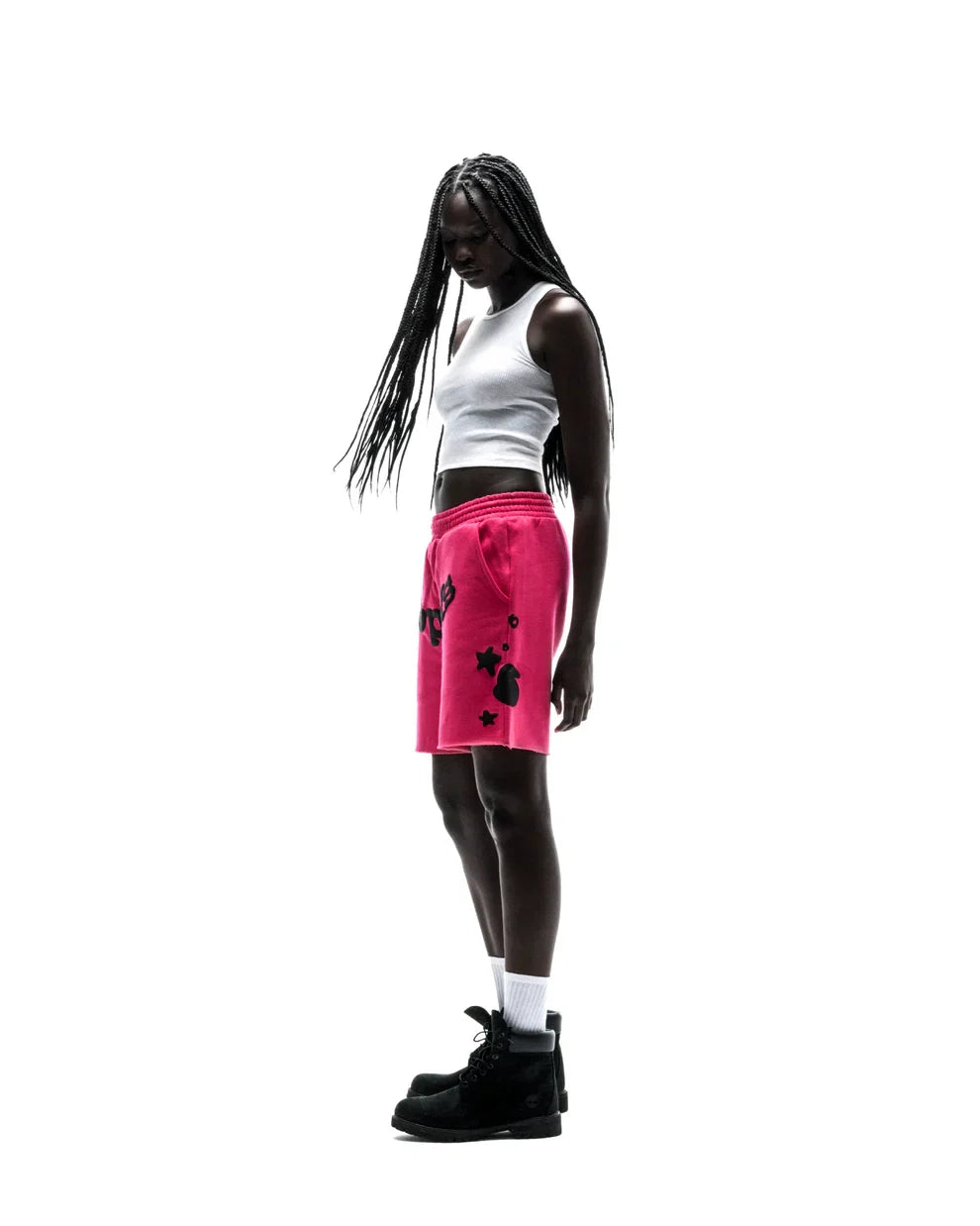 Sp5der Black Pink Beluga Sweat Shorts