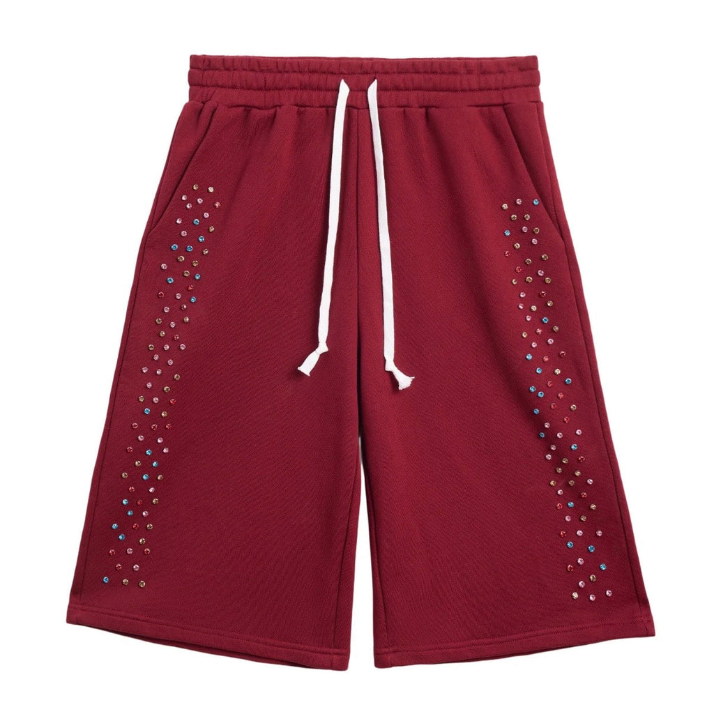 AZVA Maroon Crystal Cactus Sweat Shorts