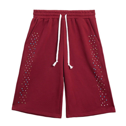 AZVA Maroon Crystal Cactus Sweat Shorts