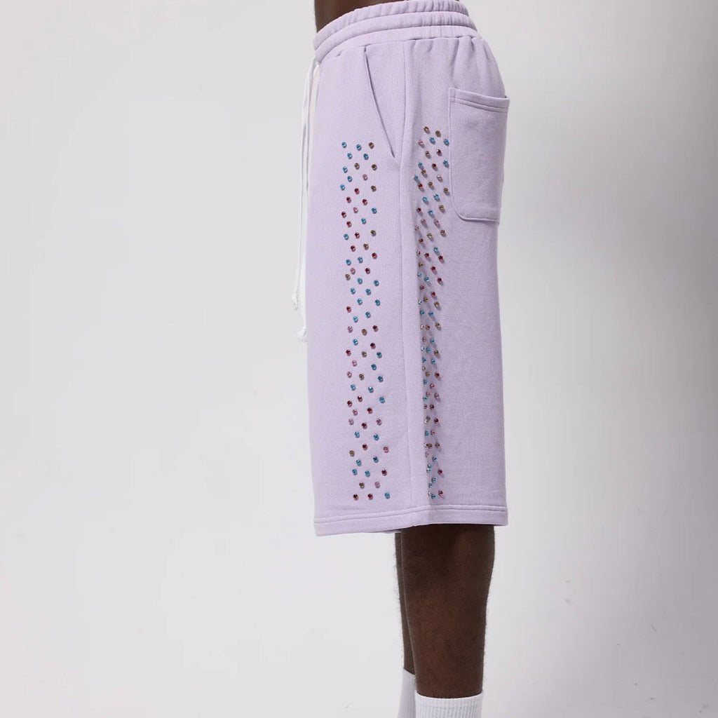 AZVA Lavender Crystal Cactus Sweat Shorts