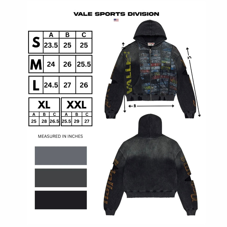 Vale Black Glitch Zip Hoodie